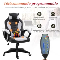 Homcom Fauteil de Bureau Massant et Chauffant Blanc 68 x 69 x 117 cm(m-7)