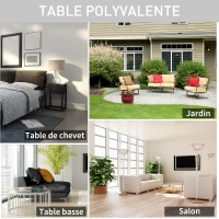 HOMCOM Table Basse Table d'appoint guéridon Bout de canapé intérieur extérieur métal époxy Noir(m-5)