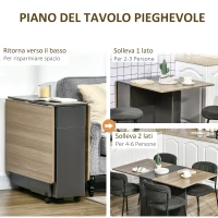 HOMCOM Tavolo Pieghevole da Pranzo in Truciolato con 2 Cassetti, 1 Armadietto, max. 6 Persone, 140x76x76 cm(m-5)