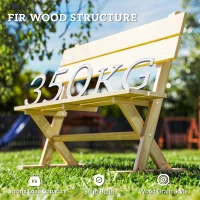 Outsunny 2 Seater Wooden Garden Bench, Fir Wood Outdoor Bench, Garden Loveseat with Slatted Seat, Sloping Back and Wide Feet for Patio, Park, Natural Wood Finish(m-5)