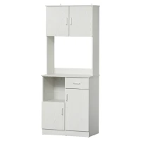 HOMCOM Tall Kitchen Cupboard, Kitchen Cabinet with Doors, Shelves, Drawer and Open Countertop, Storage Cabinet for Living Room, Dining Room, White(m-11)