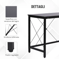 HOMCOM Scrivania Angolare a L con Piedini Regolabili, Scrivania pc in Legno e Acciaio, 150x150x76 cm, Nera(m-6)