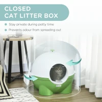 PawHut Large Cat Litter Box, with Scoop, Front Entrance, 53 x 51 x 48cm -Green(m-6)