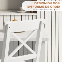 HOMCOM Lot de 2 chaises hautes, chaises de bar style campagne chic en bois hauteur 60 cm avec repose-pieds, blanc(m-5)
