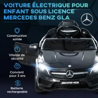 HOMCOM Voiture électrique enfants sous licence Mercedes Benz GLA AMG avec télécommande MP3 USB lumières et sons noir(m-4)