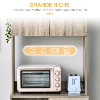 HOMCOM Buffet de cuisine armoire de cuisine multi-rangements 3 placards 2 niches tiroir panneaux particules classe E1 aspect chêne gris(m-5)