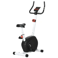 SPORTNOW Quiet Exercise Bike with 8-Level Magnetic Resistance and Heart Rate Sensor, for Home Gym, White and black(m-1)