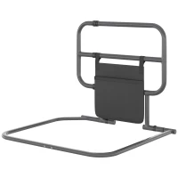 HOMCOM Folding Bed Rail for Elderly Adults, Bed Assist Rail with Storage Pocket for Disabled, Pregnant, Black(m-11)