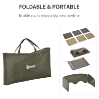 Outsunny Camping Cupboard Foldable Camping Kitchen Storage Unit w/ Windshield & 6 Shelves for BBQ Party Picnics Backyards with Carrying Bag(m-4)