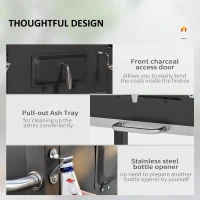 Outsunny Charcoal Grill, with Height-Adjustable Coal Pan - Black(m-6)