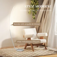 HOMCOM Lampadaire LED avec 3 niveaux de luminosité réglables, lampe sur pied moderne avec interrupteur au pied, argenté(m-4)