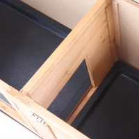 PawHut Clapier sur pied cage à lapin avec toit bitumé ouvrant 2 portes verrouillables 2 tiroirs à déjection coulissants mangeoire bois de sapin traité dim. 112L x 50l x 54H cm bois naturel et noir(m-8)