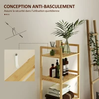 HOMCOM Étagère salle de bain à 5 niveaux étagère en bambou 5 étagères réglables 9 positions 43,5 x 31,5 x 142 cm bois naturel(m-6)