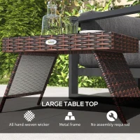 Outsunny Foldable Outdoor Side Table, Rattan Garden Coffee Table with Steel Frame, Space Saving Bistro Garden Furniture for Patio, Balcony, 60 x 41 x 41 cm, Brown(m-5)