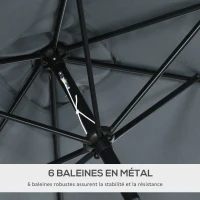 Outsunny Parasol inclinable rectangulaire aluminium polyester haute densité 3 x 2 m gris foncé(m-7)