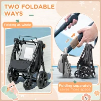 HOMCOM Foldable Baby Stoller, with Reclining Backrest, Adjustable Canopy, for Ages 0-36 Months - Grey(m-6)