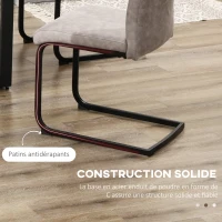 HOMCOM Lot de 4 chaises de salle à manger revêtement microfibre avec pieds luge en acier et poignée 43 x 58,5 x 99,5 cm gris(m-7)