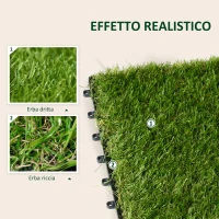 Outsunny Piastrelle da Giardino con Erba Sintetica 30x30cm 10 Pezzi, Prato Artificiale Densità 6500, Verde(m-6)
