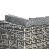 Outsunny Ensemble salon de jardin 7 pièces modulables table basse plateau verre trempé coussins déhoussables inclus gris(m-9)