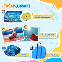 Outsunny 4 in 1 Kids Bouncy Castle Extra Large Double Slides & Trampoline Design Inflatable House Pool Climbing Wall with Blower Carrybag for Kids Age 3-8, 3.8 x 3.7 x 2.3m(m-8)