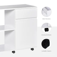 HOMCOM Filing Cabinet, Printer Stand with Open Storage Shelves and Drawer for Home Office, 80cm x 40cm x 73cm, White(m-5)