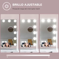 HOMCOM Espejo de Maquillaje con Luz 30x40 cm con 12 Bombillas 3 Modos de Iluminación Ajustables Interruptor Táctil Blanco(m-7)