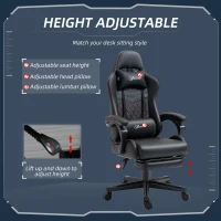 Vinsetto Computer Gaming Chair with Footrest, Video Gaming Chair for Adults with 130° Reclining Back, Desk Chair with Lumbar Support and Adjustable Height, Black Red(m-4)