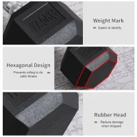 HOMCOM 2x17.5kg Rubber Hex Dumbbell Portable Hand Weights Dumbbell Home Gym Workout Fitness Hand Dumbbell(m-4)