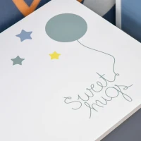 HOMCOM Cassapanca Baule Portagiochi in Legno Blu e Bianco, Panca per Cameretta Bambini 55 x 34 x 35.5 cm(m-8)