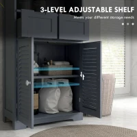 kleankin Three-Part Bathroom Storage Unit, with Shelf, Drawers & Cupboard - Grey(m-5)