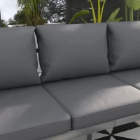 Outsunny Aluminium Three-Seater Garden Bench, with Cushions - Grey(m-7)