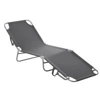 Outsunny Bain de Soleil transat Pliable Dossier réglable Multipositions métal et Polyester Gris(m-7)