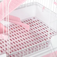 PawHut Six-Tier Small Animal Cage, for Bunnies, Ferrets, Chinchillas w/ Wheels, Tray - Pink(m-9)