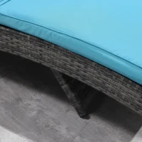 Outsunny Bain de soleil transat - dossier inclinable 5 positions roulettes - matelas déhoussable - résine tressée bleu et gris(m-9)