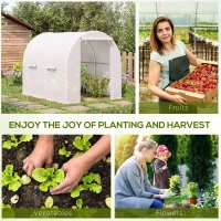 Outsunny 2.5 x 2 x 2 m Polytunnel Greenhouse, Walk-in Green House for Garden with Mesh Windows, Galvanised Steel Frame, White(m-7)