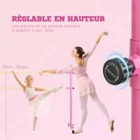 HOMCOM Double barre de danse classique pour Stretching avec barre amovible en bois massif hauteur réglable charge max. 60 kg(m-4)
