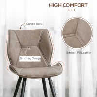 HOMCOM Set of 4 Contrast Stitched PU Leather Racing-Style Dining Chairs Accent Seat w/ Steel Legs Ergonomic Back Padding Home Living Room Brown(m-5)