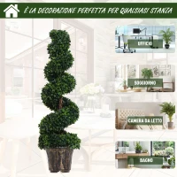Outsunny Pianta Artificiale Bosso a Sfera (Ф23 X 67A cm), Due Sfere Verde Decorativo da Esterno e Interno con Vaso(m-6)