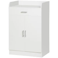 HOMCOM Modern Storage Cabinet, Small Floor Cupboard with Drawer and Adjustable Shelf for Kitchen, Living Room, Bedroom, Hallway, White(m-11)