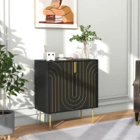 HOMCOM Art Deco Inspired Sideboard, with Adjustable Shelf - Black/Gold Tone(m-8)