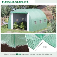 Outsunny Serra a Tunnel 3x3x2m con Porta e 6 Finestre, Doppia Copertura in PE e Struttura in Acciaio(m-5)