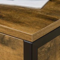 HOMCOM Industrial Storage Bench, Lift Top Storage Chest, Shoe Bench, Toy Box Organizer with Lid & Louvred Cabinet, for Bedroom, Entryway, Living Room, Rustic Brown(m-8)