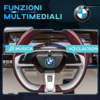 HOMCOM Macchina Elettrica per Bambini 3-6 Anni con Licenza BMW con Telecomando, Clacson e Fari, 115x67x45 cm, Bianca(m-6)