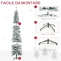 HOMCOM Albero di Natale Innevato a 3 Sezioni con 490 Rami in Metallo e Plastica, 54x54x210 cm, Verde(m-6)