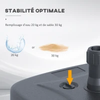 Outsunny Pied de parasol rond base de lestage parasol dim. 46L x 45l x 26H cm HDPE noir(m-5)