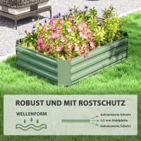 Outsunny Hochbeet aus verzinktem Stahl, Gartenbeet, Pflanzkasten für Garten, Blumenkasten, 120 x 90 x 30 cm, Dunkelgrün(m-5)