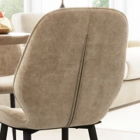 HOMCOM Velvet Dining Chairs, Set of 2 Dining Room Chairs with Metal Legs for Living Room, Dining Room, Light Brown(m-8)