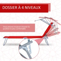 Outsunny Lot de 2 Transats Bain de Soleil Pliable Chaise Longue Pliante Grand Confort Dossier Inclinable Pare-Soleil réglable(m-4)