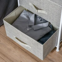 HOMCOM Vertical 3-Tier Linen Drawer Cabinet Organizer Storage Dresser Tower with Metal Frame Adjustable Feet for Living Room, Bathroom, Kitchen, White, Oak and Light Grey(m-8)