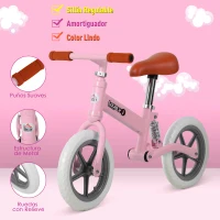 HOMCOM Bicicleta Sin Pedales Para Niños Mayores de 2 Años Bicicleta de Entrenamiento y Equilibrio 85x36x54 cm Rosa(m-4)